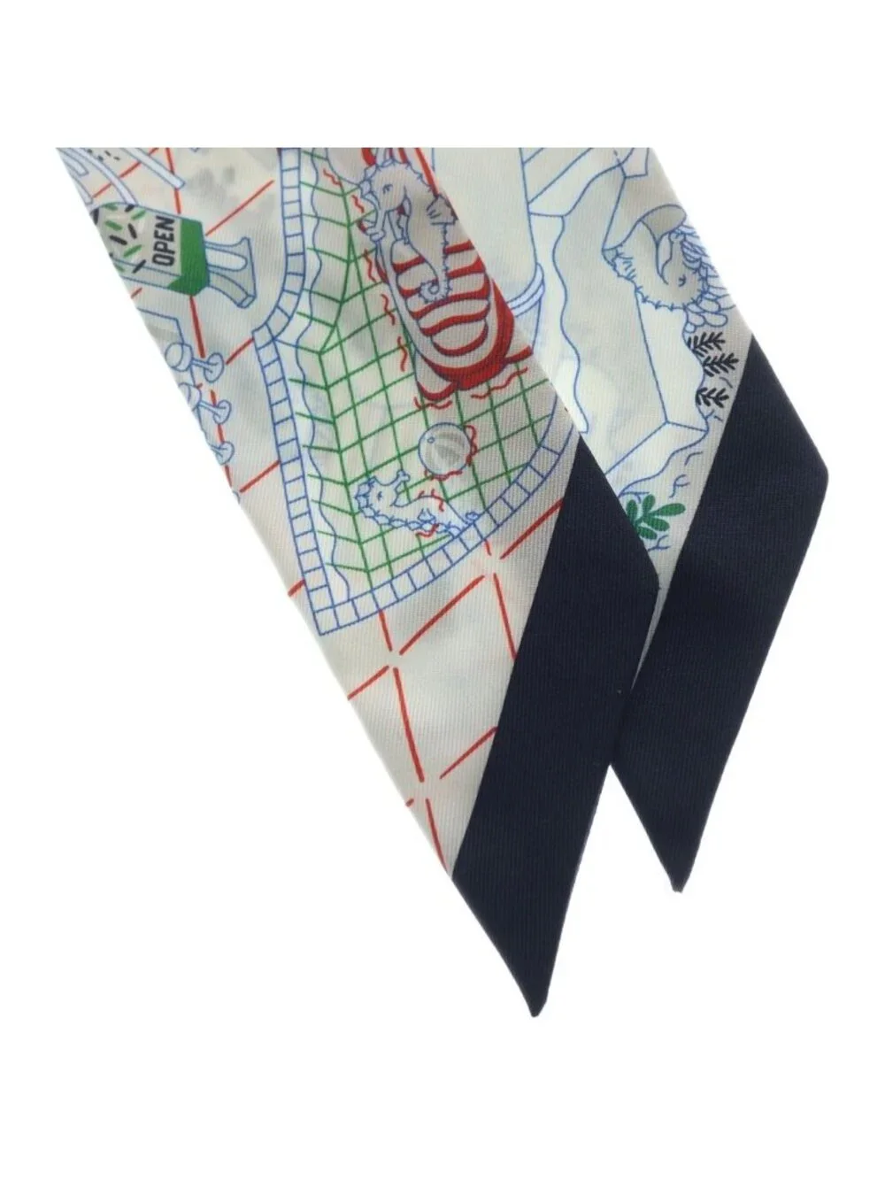 Hermes Twilly Splash Park Silk Scarf Gray